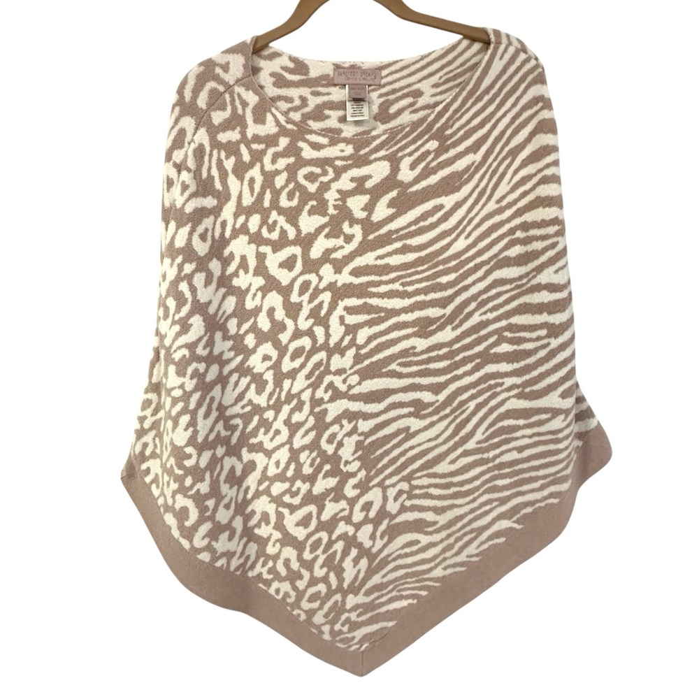 Barefoot Dreams Pullover Poncho Animal Print OSFA Cozychic Knit Style BDWCU1966